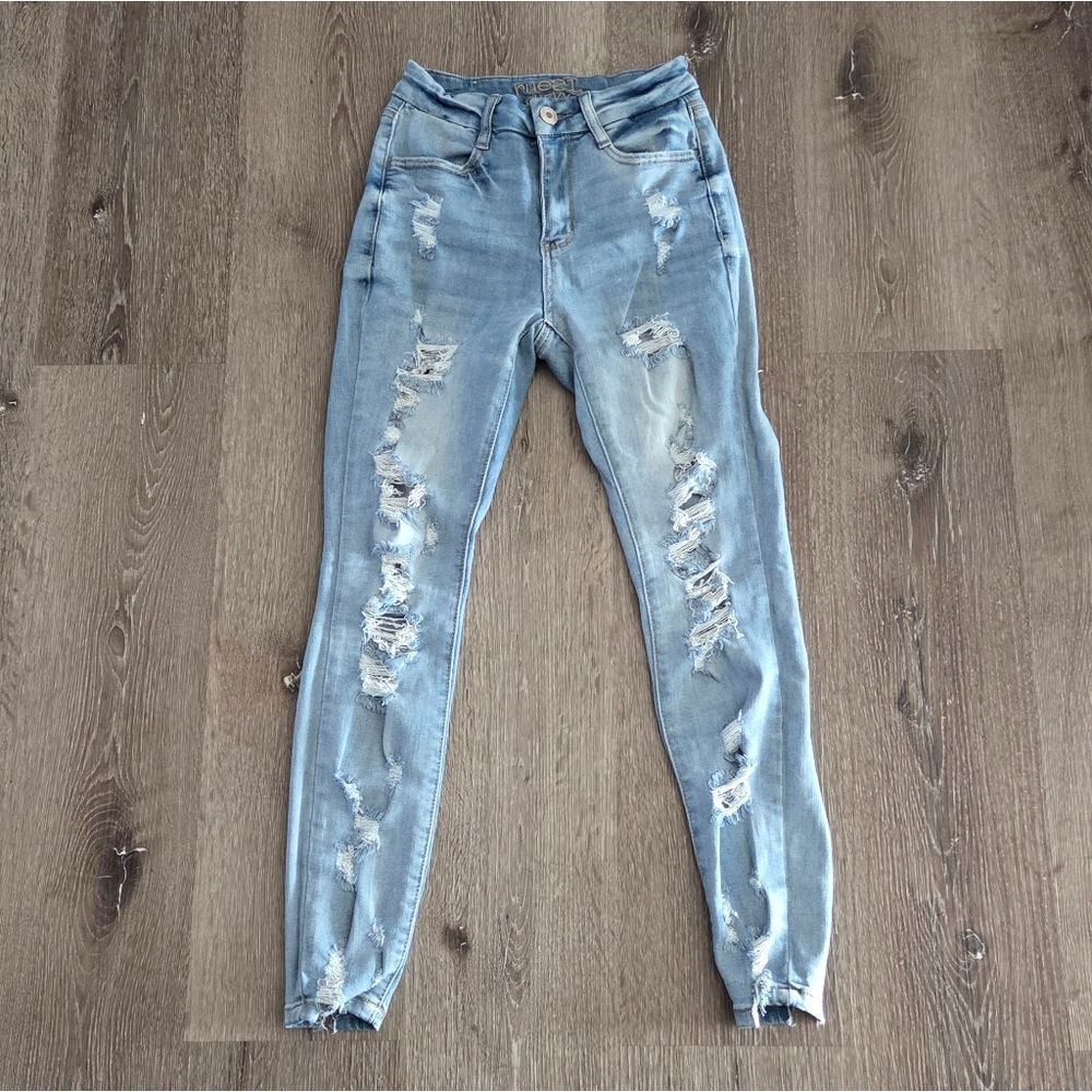 Rue21 Curvy High-Rise Ankle Jegging Light Blue Distressed Women Jeans Size  2